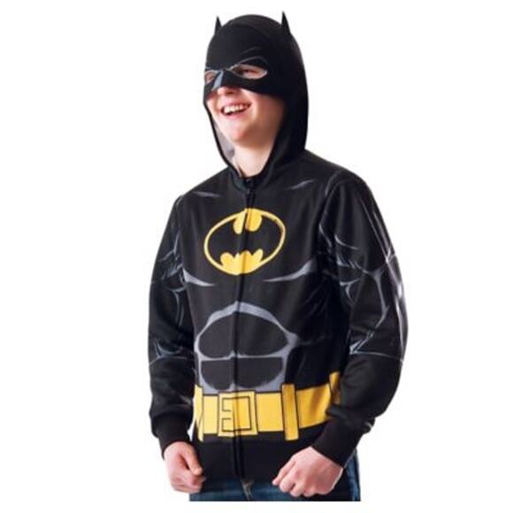 Kids Child Batman Zip-up Hoodie Size L/XL Halloween Costume – Black - Picture 1 of 5